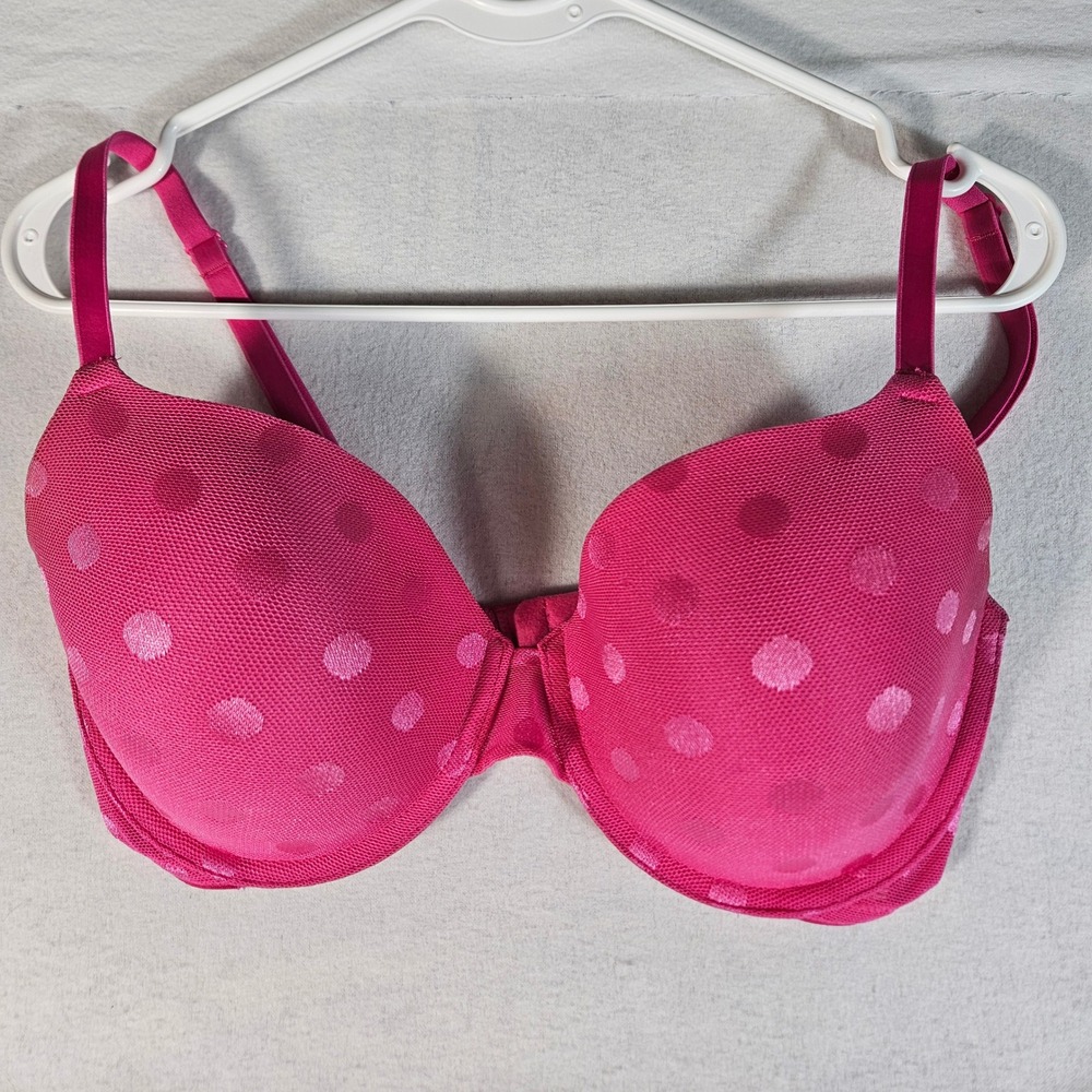 Victoria's Secret PINK Wear‎ Everywhere T-Shirt Bra Pink Polka Dot 34DD